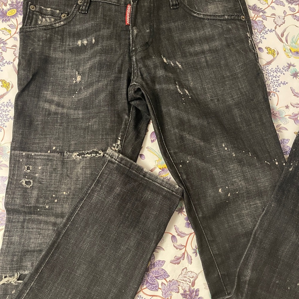 DSQUARED2 Faded Black Straight Jeans